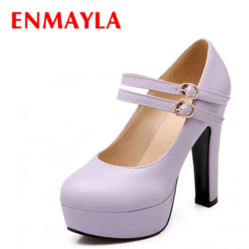 

ENMAYLA Plus Size 47 Women's High Heels Platform Pumps New Mary Janes Ladies Shoes Women Round Toe Lolita Party Wedding Shoes