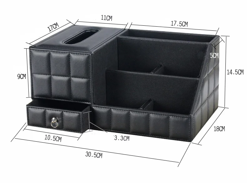 Многоцелевой стол организатор кожа PU Винтаж офисный стол Хранение коробка черный классический карандаш держатель Канцелярские коллекции