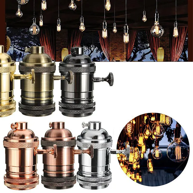 Античная Винтаж металлический Алюминий E27/26 свет лампы аксессуары светильник в розетку Базовая деталь резцедержателя