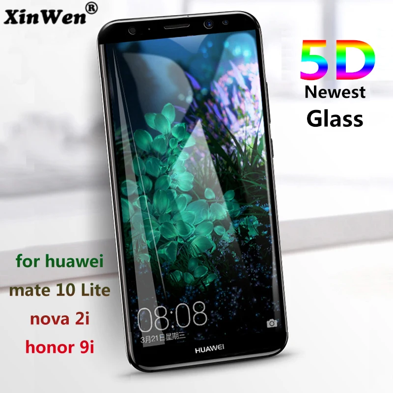 Xinwen 5D изогнутый экран протектор Закаленное стекло для huawei mate 10 Lite nova 2i honor 9i