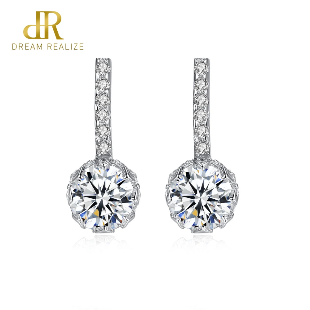 

DR Genuine 925 Sterling Silver Round Drop Earrings for Women Anniversary 2019 S925 Fine Jewelry Joyeria Fina Para Mujer Brincos