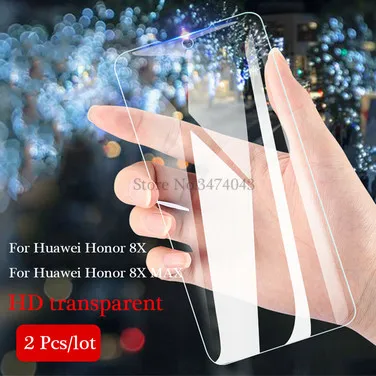 2 шт./лот, закаленное стекло для huawei Honor 8A 8X 8C, защита экрана, полное покрытие, стекло для huawei Honor 8C 8X MAX, защитная пленка - Цвет: 2Pcs HD transparent