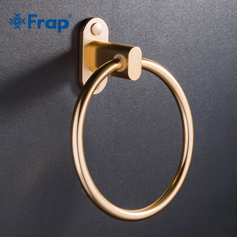 FRAP Portable Towel Racks Round Aluminum Towel Ring Frosted Feel Wall