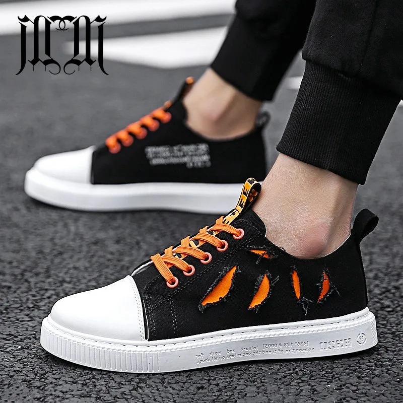 

MUMUELI Canvas Black Yellow Green White Orange Fashion Brand Men Shoes Designer 2019 High Quality Luxury Flat Sneakers JD-L7809