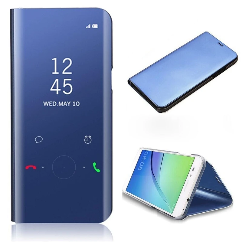

For Samsung Galaxy A6 2018 Smart Clear View Flip Stand Case A6 Plus 2018 Leather Phone Case Anti-knock Cover