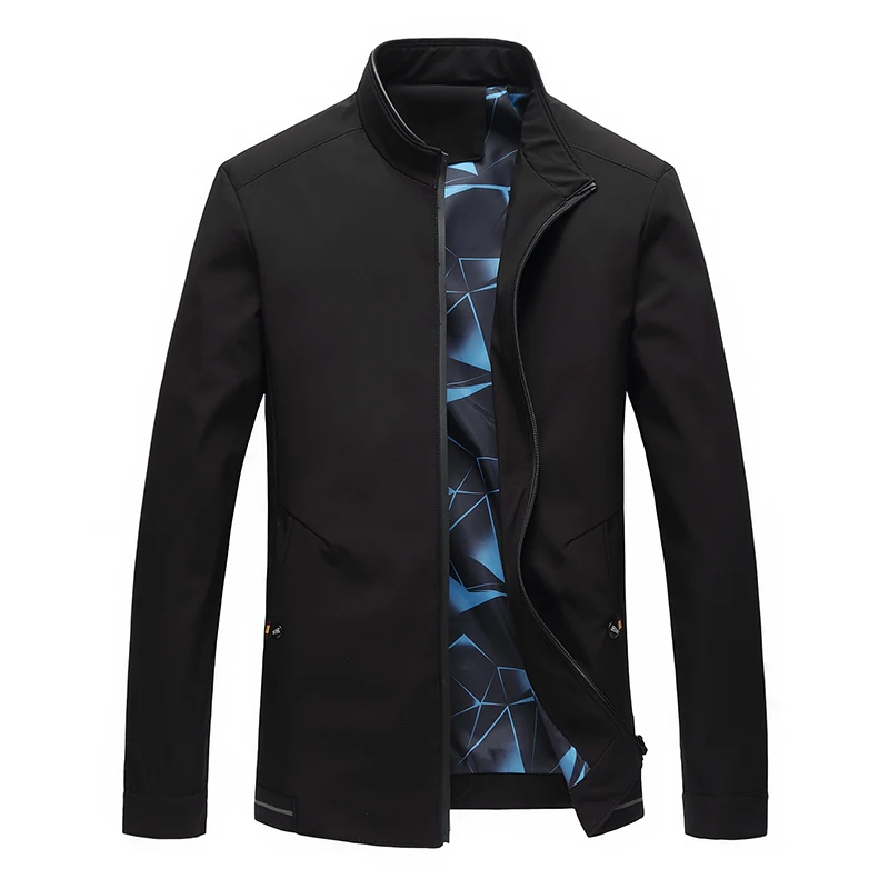 

Pure Color Middle-aged Mens Long-sleeved Jackets Business Casual Jacket Men Loose Spring Male Coats Size S-5XL