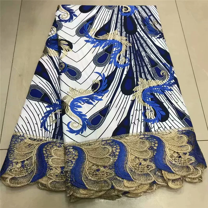 

Colorful Nigerian lace fabric 2019 high quality wax lace fabric for Nigerian party wax prints sewing materials 5yard/lot df-2193