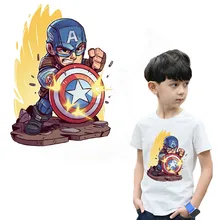 Нашивки с героями мультфильма «Капитан Америка» для одежды «сделай сам»; детская футболка; Одежда для девочек; нашивки; термопереводная наклейка