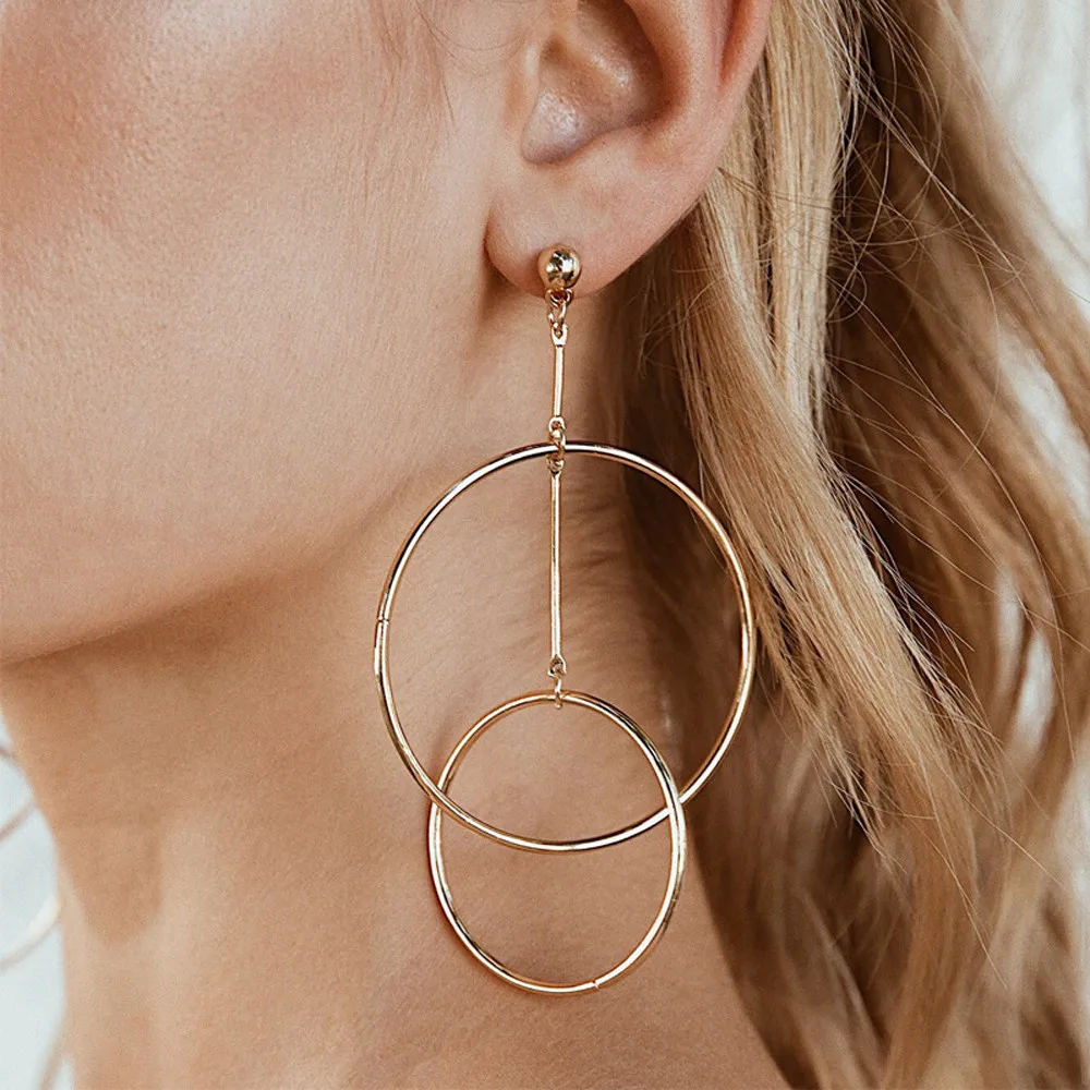 

Tooayk earrings 1 Pair Fashion Lady Women Thin Round Big Large Dangle Hoop Loop Earrings pendientes kolczyki brincos earing P#