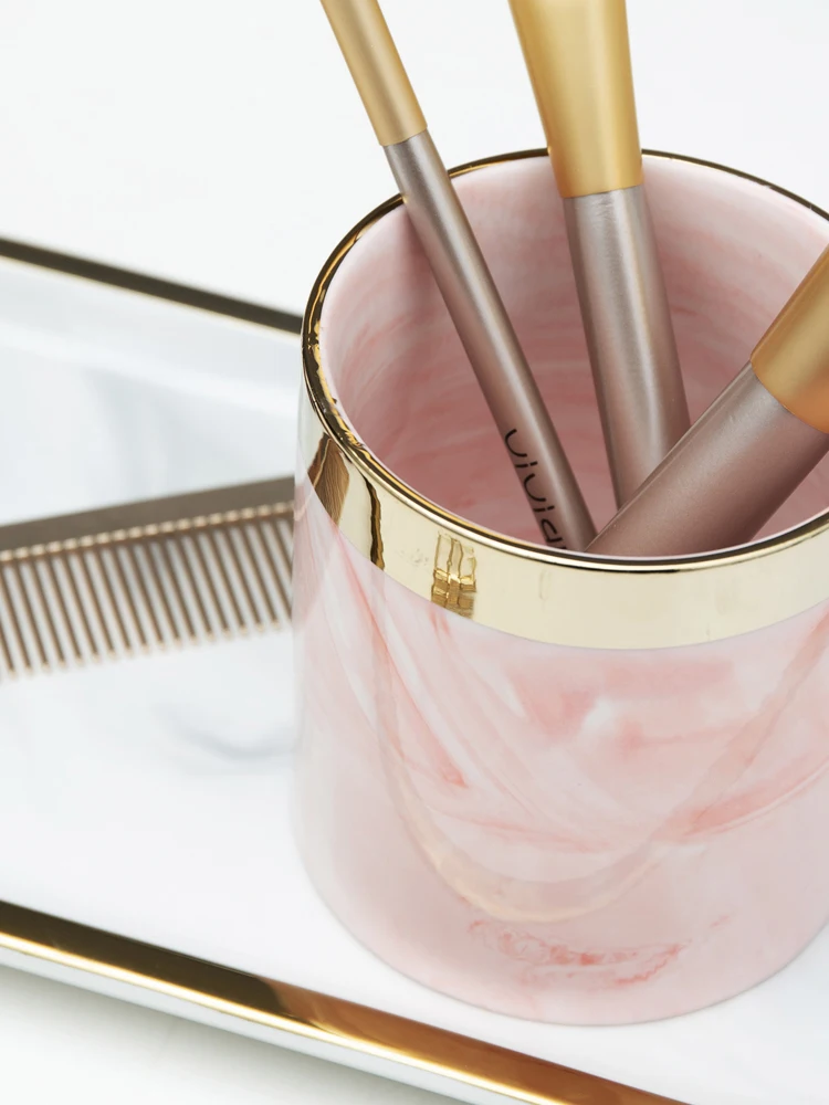 Глод мрамор макияж кисточки держатель для хранения стенд комод косметический дизайн Органайзер ручка карандаш линейка держатель керамическая кружка чашка