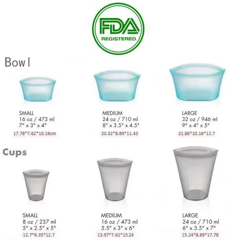 

Zip Leakproof Top Reusable Containers Silicone Food Storage Containers Stand Up Stay Open Zip Shut Storage