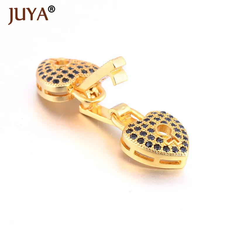 Складные застежки в форме сердца из черного циркона для рукоделия|jewelry fasteners|diy
