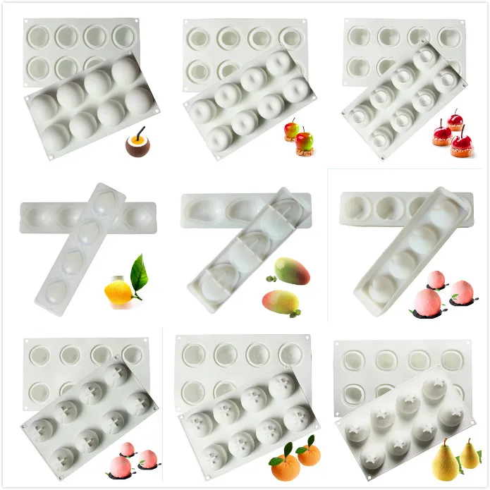 

Fruit pear shape Baking silicone french cake mold for mousse frozen ice cream cake mould bakery tool