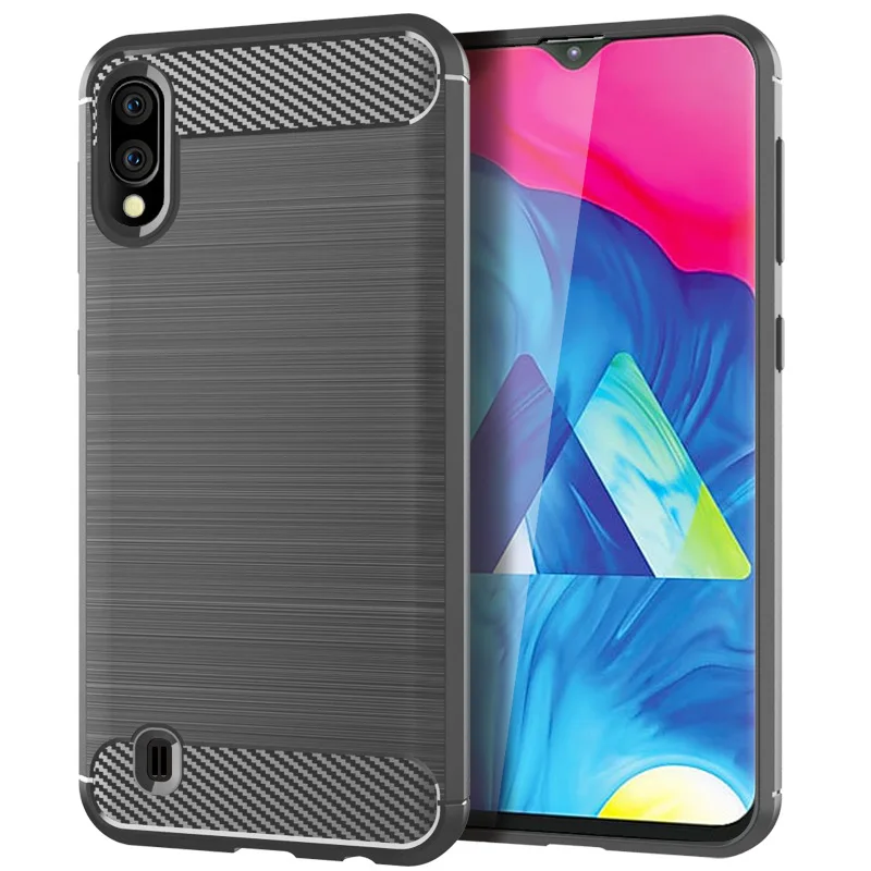

for samsung galaxy m10 case silicone carbon fiber mobile back cover brushed finish cases