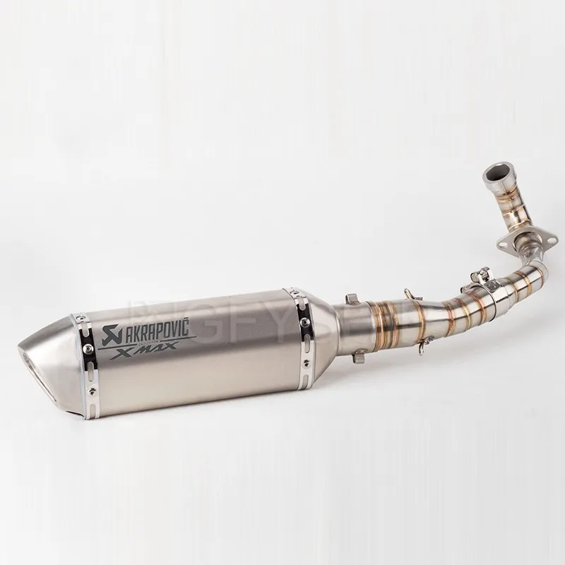 Para Yamaha XMAX 300 XMAX 250 125 17 2018X2019 MAX 300 250 125 Escape de deslizamiento en la motocicleta Akrapovic de gases de escape y enlace de sistema