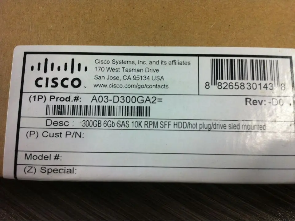 a03 d300ga2 cisco usc 300g hardware 6gb sas 10k rpm sff hdd server