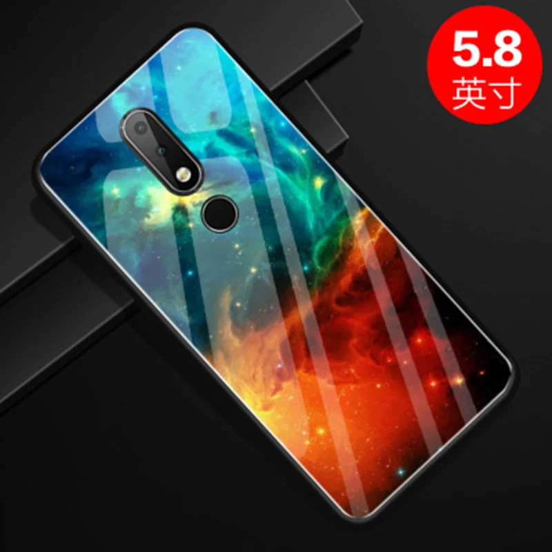 Для Nokia X6 Дело Звездное небо закаленное стекло крышки для Nokia X 6 Чехол для телефона чехол NokiaX6 TA- 1099 Защита Shell