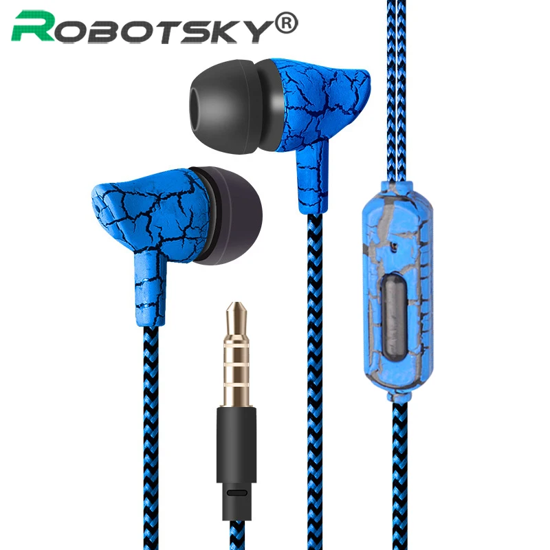 

3.5mm Wired Sport Earphone Crack Super Bass Earbuds Headset Wired Headphones With Mic for Samsung Xiaomi MP3 4 Android IOS