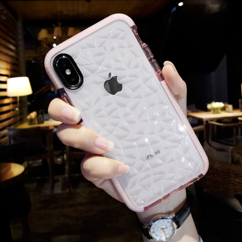 

Luxury Geometric Diamond Transparent Soft Cover For iPhone5 5S 5se 6 6S 7 8 Plus XR XS Max Clear Case For iPhone X Water Case