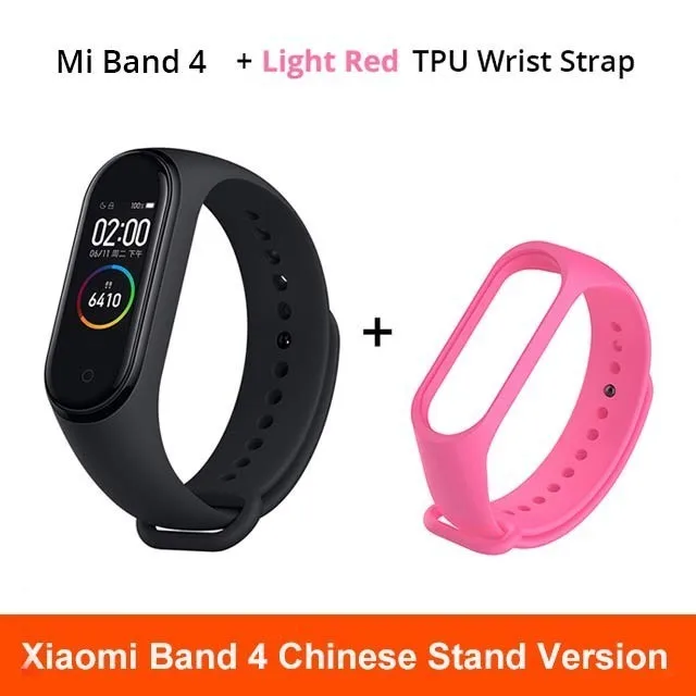 Xiaomi mi Band 4 музыкальный Смарт mi band 4 браслет пульсометр фитнес 135 мАч цветной экран Bluetooth 5,0 - Цвет: add Pink strap