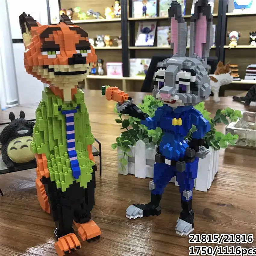 Дешево Новый создатель лиса кролик Ник и Джуди Уайльд фигурка модель блок Строительный блок Набор классические Развивающие игрушки для детей