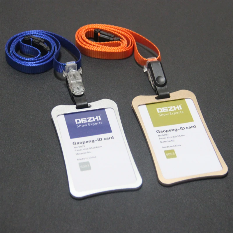

Ultra-thin Aluminum Alloy ID IC Card Holders Badge Holder for with 1.0CM Polyester Separable Safety Lanyard
