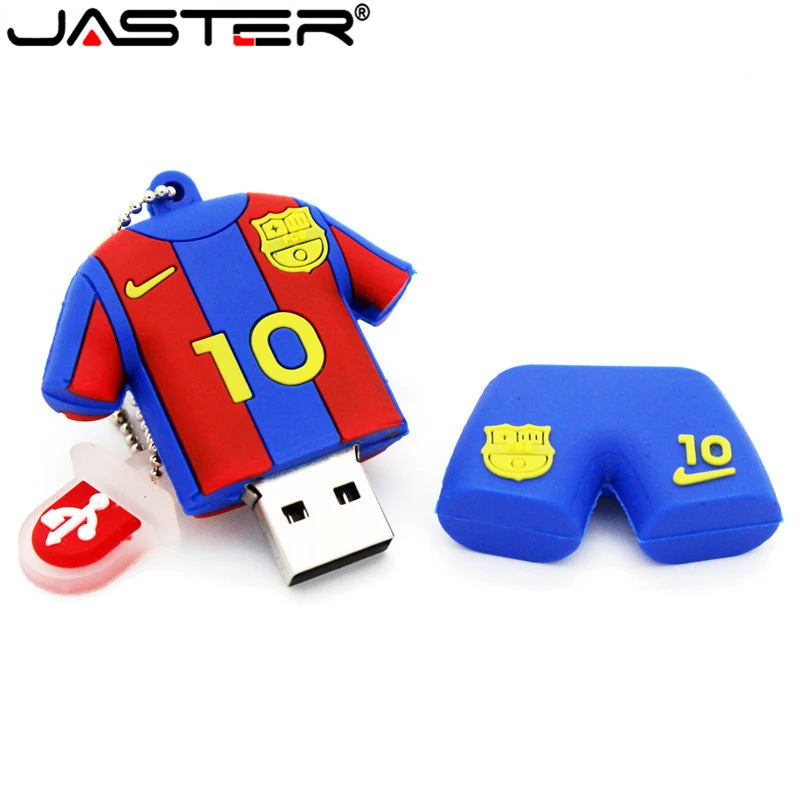 JASTER футбольная Джерси Barca Messi Флешка usb флеш-накопитель 4GB 8GB 16GB 32GB 64GB футбольная ручка-накопитель в подарок