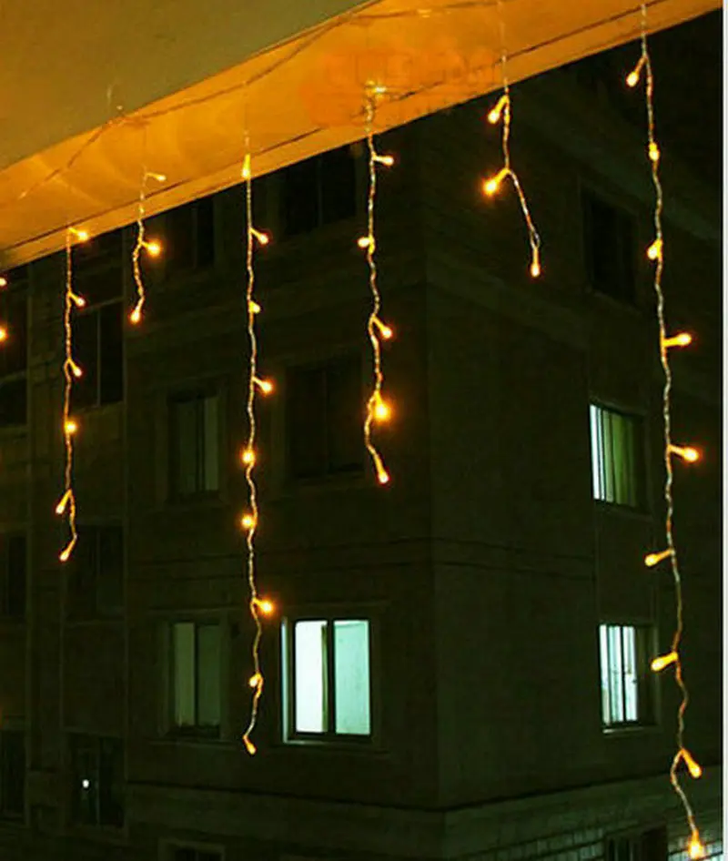 180 светодиодный 6 м занавеска из светодиодных лампочек сосульки лампы с хвостовой вилкой сосулька огни Рождественские Свадебные украшения-разноцветные - Испускаемый цвет: YELLOW