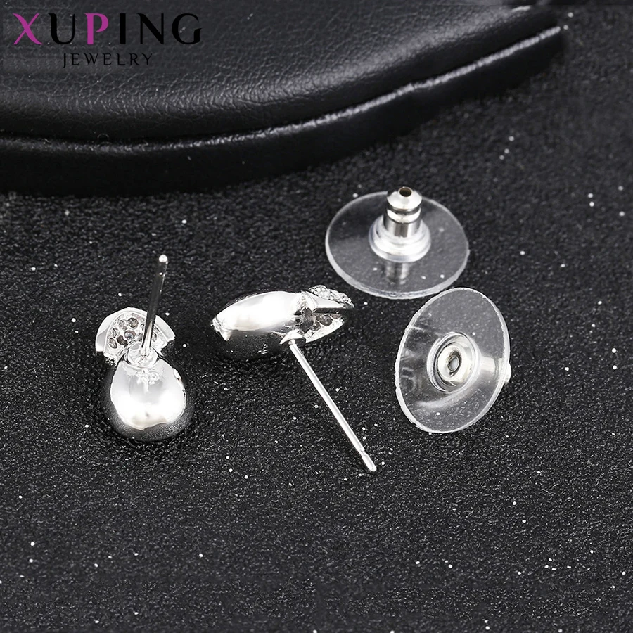 Серьги гвоздики Xuping простые дизайнерские кристаллы в форме сердца от Swarovski
