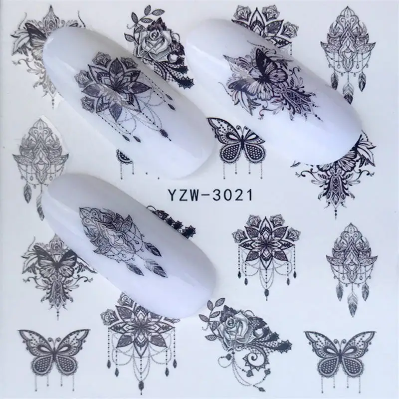YWK 1 шт. прозрачный цвет цветок переводные наклейки для дизайна ногтей DIY модные обертывания Советы маникюрные инструменты - Цвет: YZW-3021
