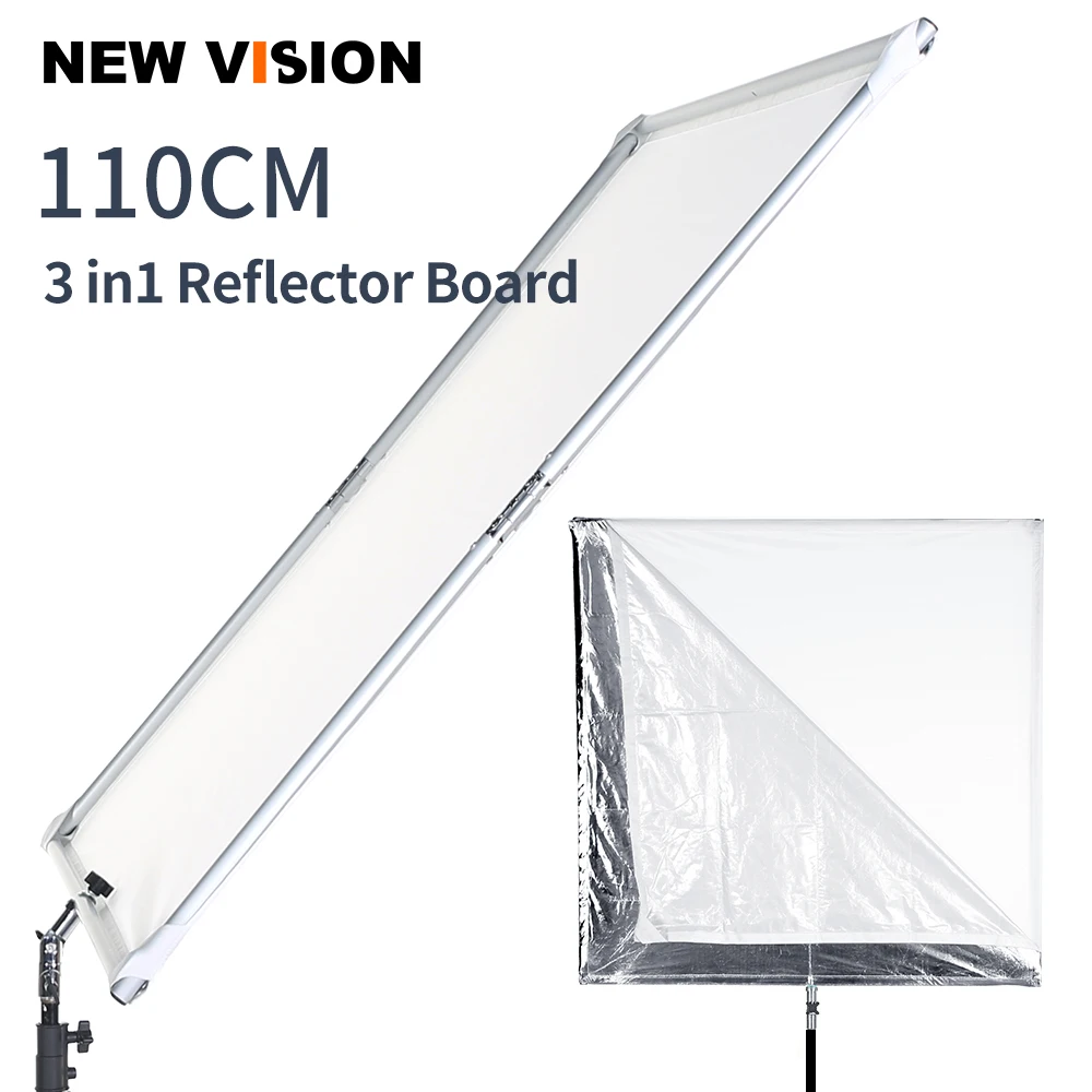 110cm 43in Scrim Large Silver Diffuser Reflector Collapsible Aluminum Alloy Frame with Angle Adjustment Handle for Photography