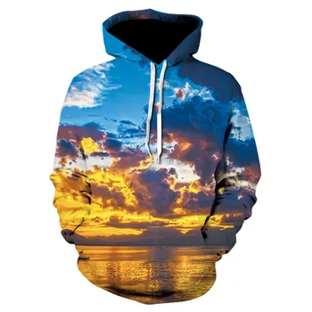 

Men's/women's 3D sweatshirt printed hoodie, sunset cloud pullover thin hoodie extra size 4xl free shipping