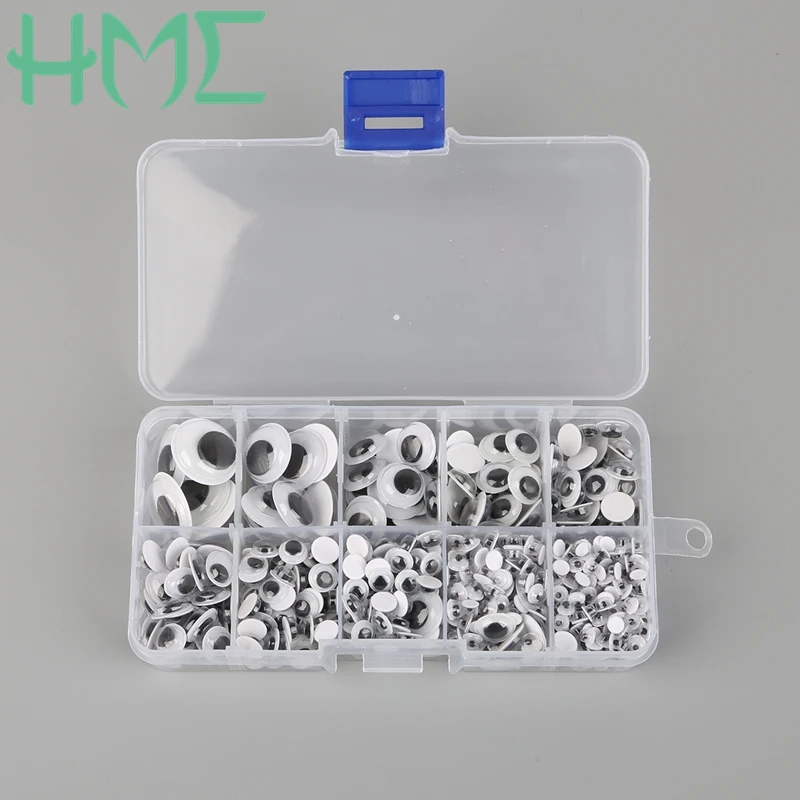 Doll Eyes 10 grid boxed 600PCS Self-adhesive Mixed Random Approx 5-15mm Dolls Eye For Toys Googly Eyes Used For Doll Accessories DIY Craft