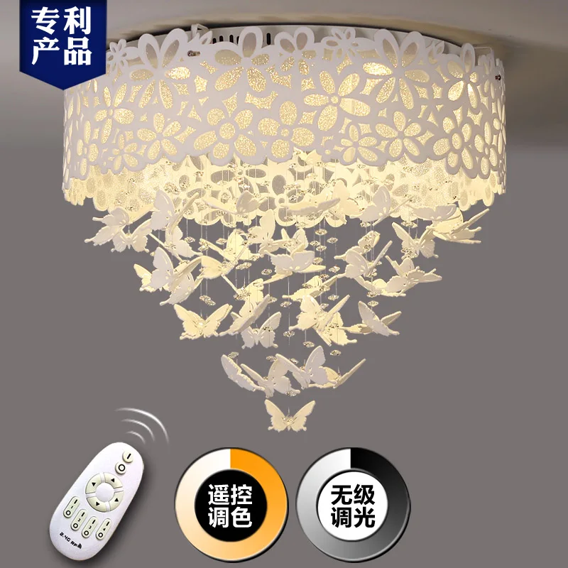 

Large butterflies crystal led ceiling light acrylic carved brief modern personalized romantic living room led lamp