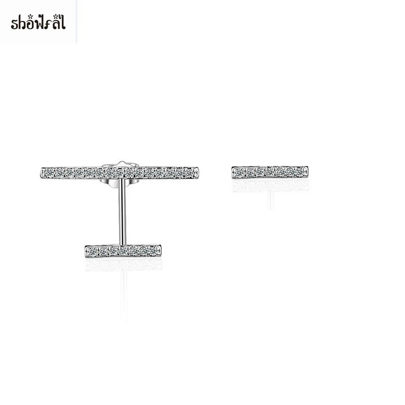 

Fashion Statement Earrings for Women Geometric AAA Cubic Zirconia Stud Earrings Stick Earrings 925 Silver Jewelry 2019 Wholesale