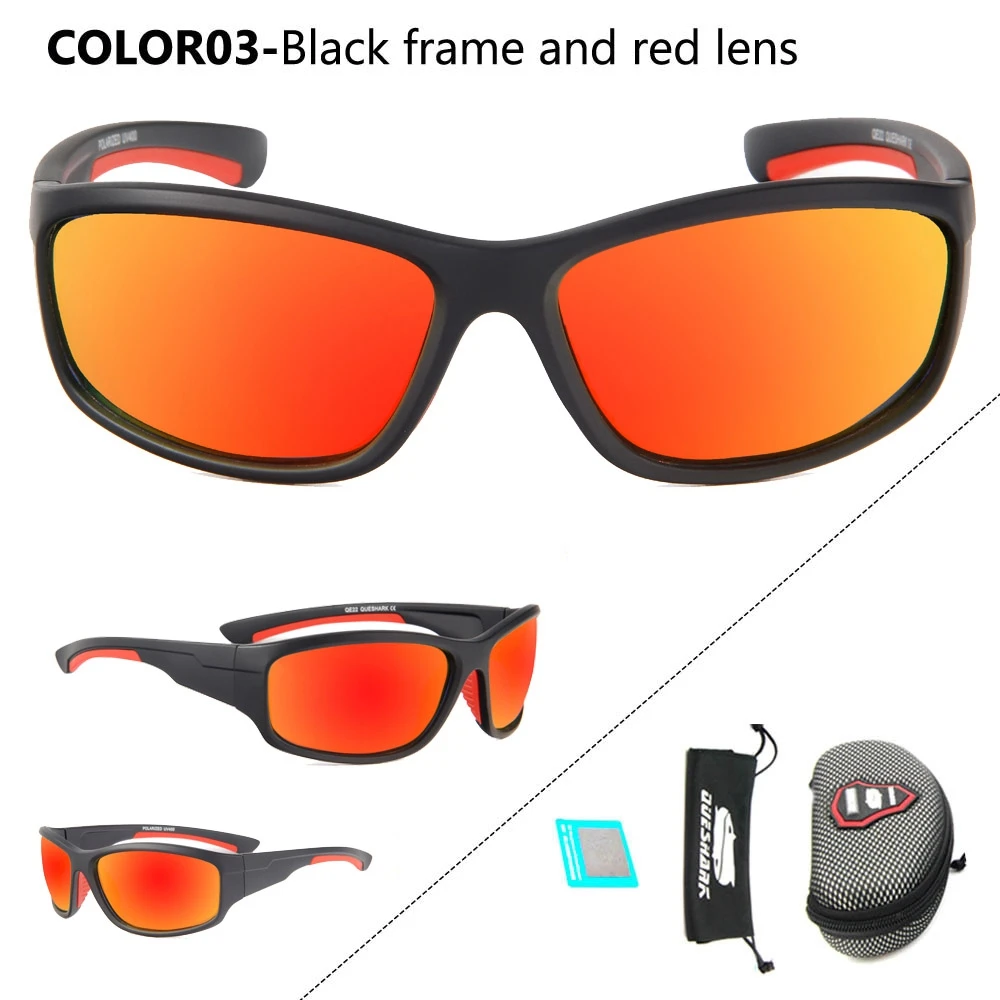 QUESHARK, мужские спортивные поляризованные солнцезащитные очки для рыбалки, кемпинга, пеших прогулок, очки для езды на велосипеде, рыбацкие очки, Uv400, очки для рыбалки - Цвет: as picture showed