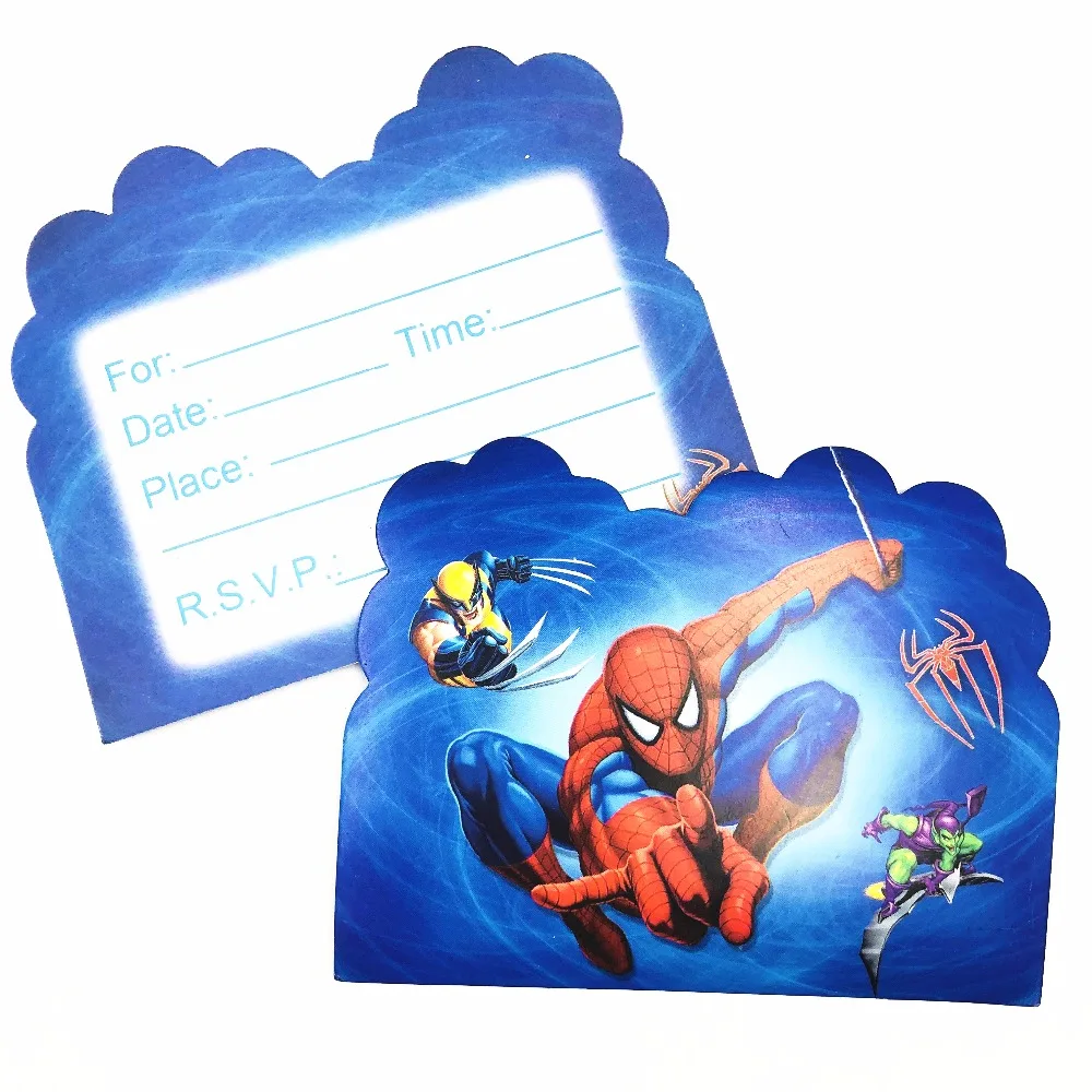 Biglietti di invito per compleanno con buste illustrate Spiderman 