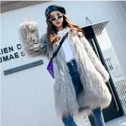 

S/Xl Womens Long Loose Imitation Wool Fur Jackets Female Winter Autumn Warm Overcoats Abrigos Mujer Fake Fur Coats K931