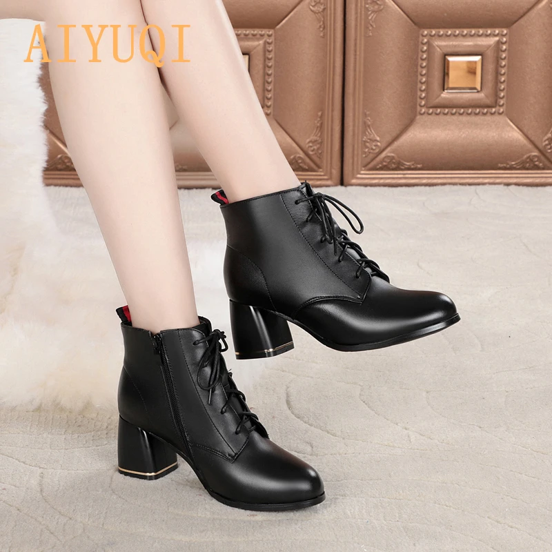 Mode Bottes Dame Black Chaussons Cuir Martin Fluff De NuesTendance Femmes Chaussures Automne 2019 FemmesPlus Pour Single Véritable black Nouveau Aiyuqi Velours En 2HIDWYE9
