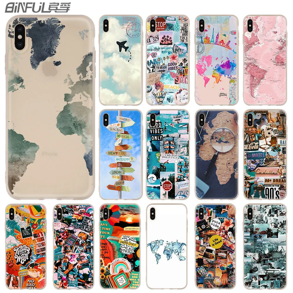 Силиконовый мягкий чехол с картой мира для iPhone 13 12 11 Pro X XS Max XR 8 7 6 Plus SE 2020 |