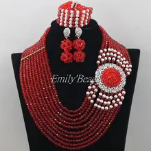 Модный индийские свадебные украшения комплекты Красный африканские бусины комплект ювелирных изделий Свадебный костюм Ювелирные наборы Горячая распродажа, AIJ269