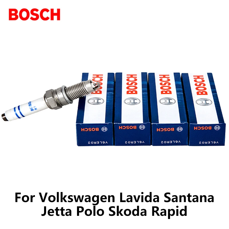 4pieces/set BOSCH Car Spark Plug For Volkswagen Santana Jetta Polo Skoda Rapid Nickel Yttrium