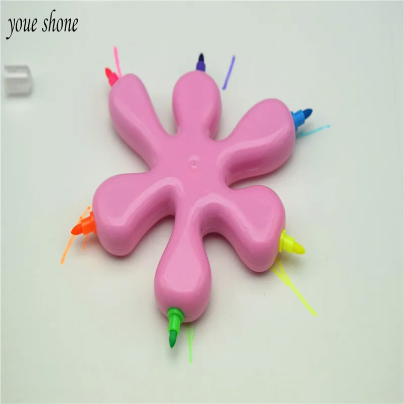 

1PIECE creative student cartoon drop shape 6 color fluorescent pen color pencil stationery
