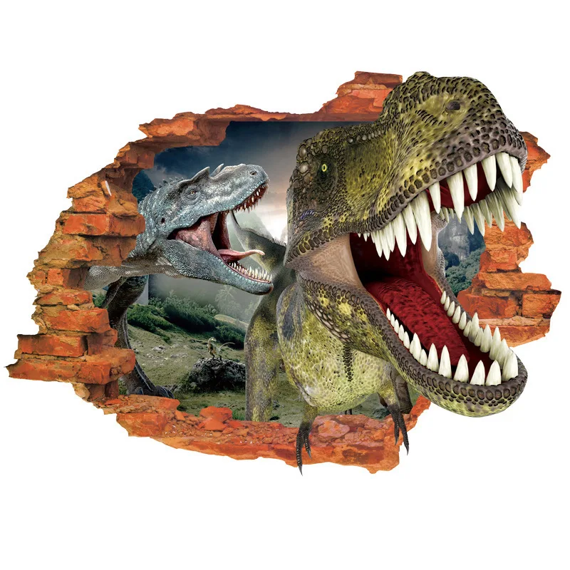 

Cartoon Removable Jurassic Animals 3D Dino Sticker painting picture gld2 Toys for Children Room Baby dinosaur Stickers 50X70
