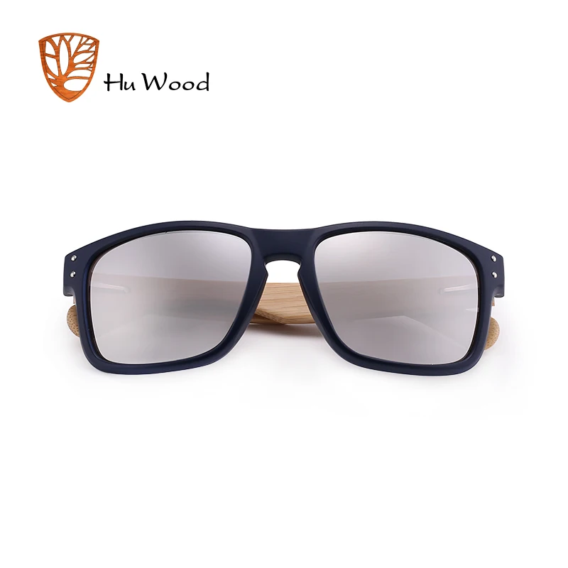 HU WOOD Natural Bamboo Wooden Sunglasses Handmade UV400 Mirror Coating Lenses Eyewear Sport Goggle Mirror Sun Glasses GR8009 