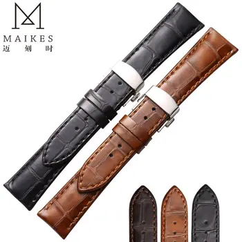 

MAIKES Genuine Leather Watchband 22mm 20mm For Fashion casual Calf Leather Watches Strap Butterfly Buckle For Omega