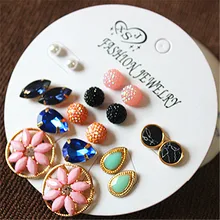 Новые, модные, женское Ювелирное Украшение, опт, одежда для девочек на день рождения с цветочным принтом Комбинируйте 9 пар/компл., высокое качество, прекрасный подарок