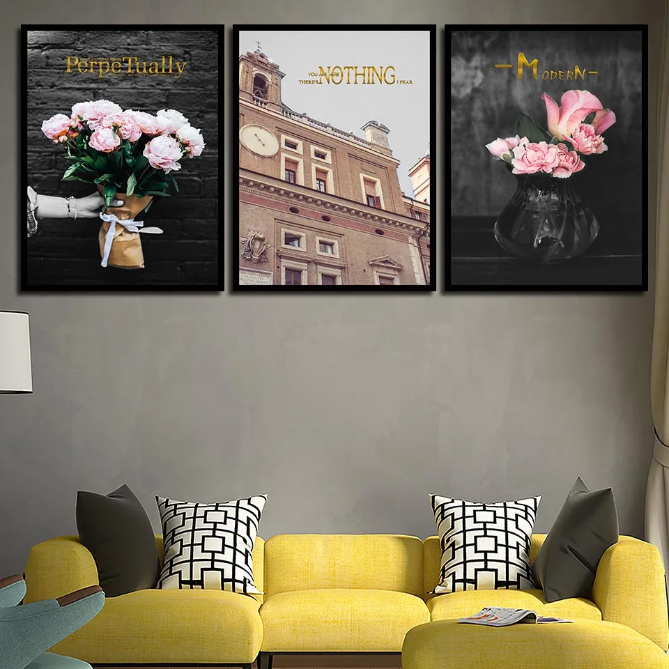 Wall Art минимализм картинки для Гостиная бледно-розовый роза цветок дом