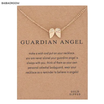 Hot Sale guardian angel, angel wings necklace gold plated Pendant necklace Clavicle Chains Statement Necklace Women Jewelry