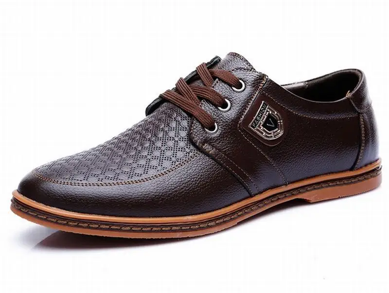 Большие размеры 38-48, мужская деловая обувь из натуральной кожи высокого качества повседневная обувь для вождения на шнуровке модная мужская обувь из коровьей кожи - Цвет: brown